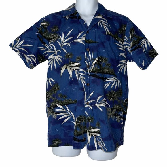 RJC Vintage 1990's Hawaiian Blue Shirt M - Picture 1 of 10